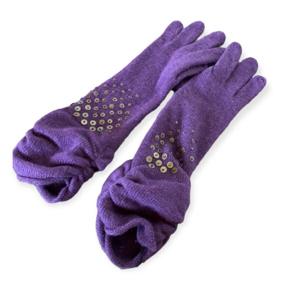 Cole Haan 100% Cashmere Wine Sequin Gloves - Picture 1 of 9